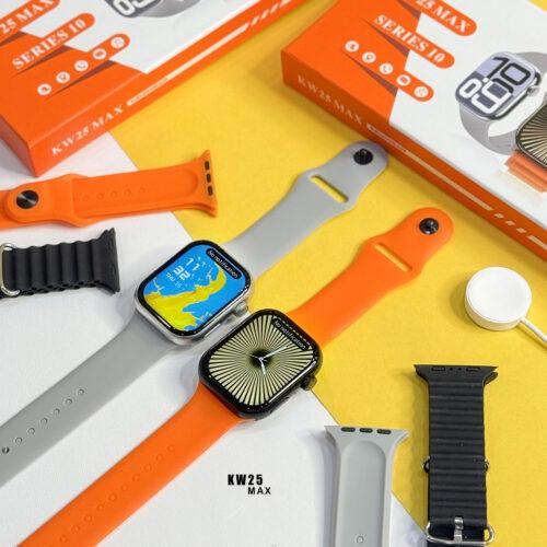ساعت هوشمند KEQIWEAR مدل KW25 Max Series 10 همراه با ۳ بند رنگی و تماس بلوتوثی