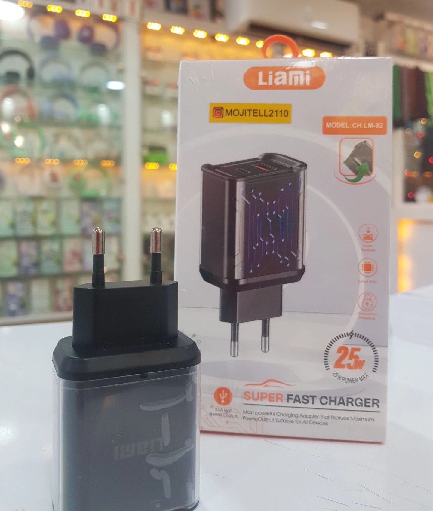 کله شارژر دو پورت 25 وات برند لیامی مدل CH.LM-92